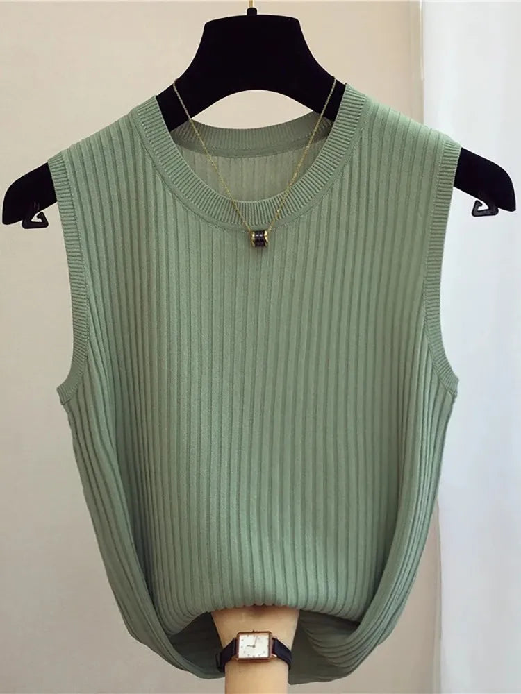 Tops de mujer sin mangas de punto