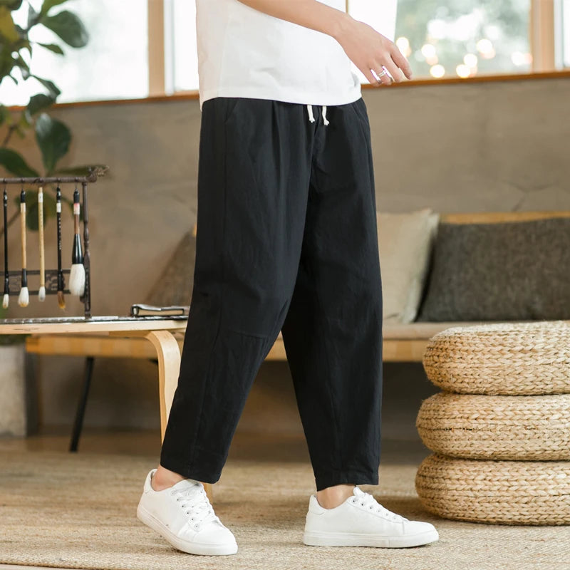 Pantalón Casual de Algodón para Hombre — Corte Recto, Suelto y Transpirable, Tallas M a 4XL