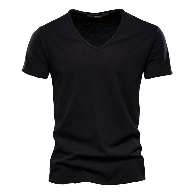 Camiseta de Algodón para Hombre — Cuello en V, Manga Corta, Transpirable, Tallas S a 5XL