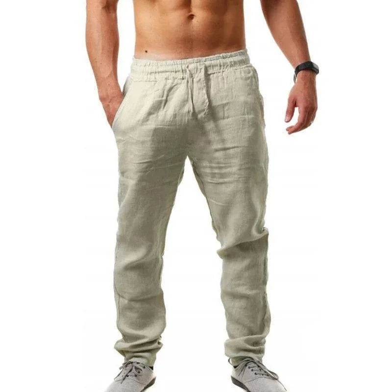 Pantalón Suelto de Algodón y Lino para Hombre | Cintura Elástica Casual