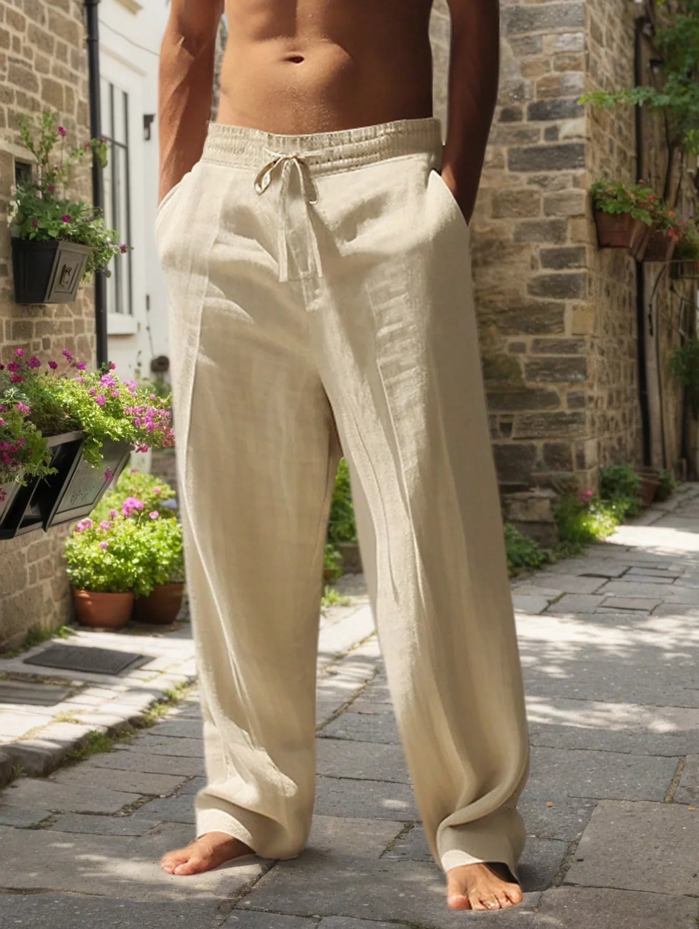 Pantalón Holgado de Algodón y Lino para Hombre | Estilo Casual Streetwear