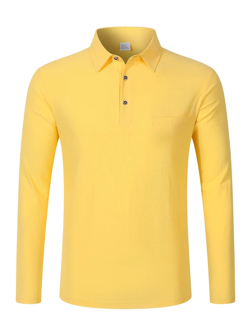 Camiseta polo de manga larga de lino