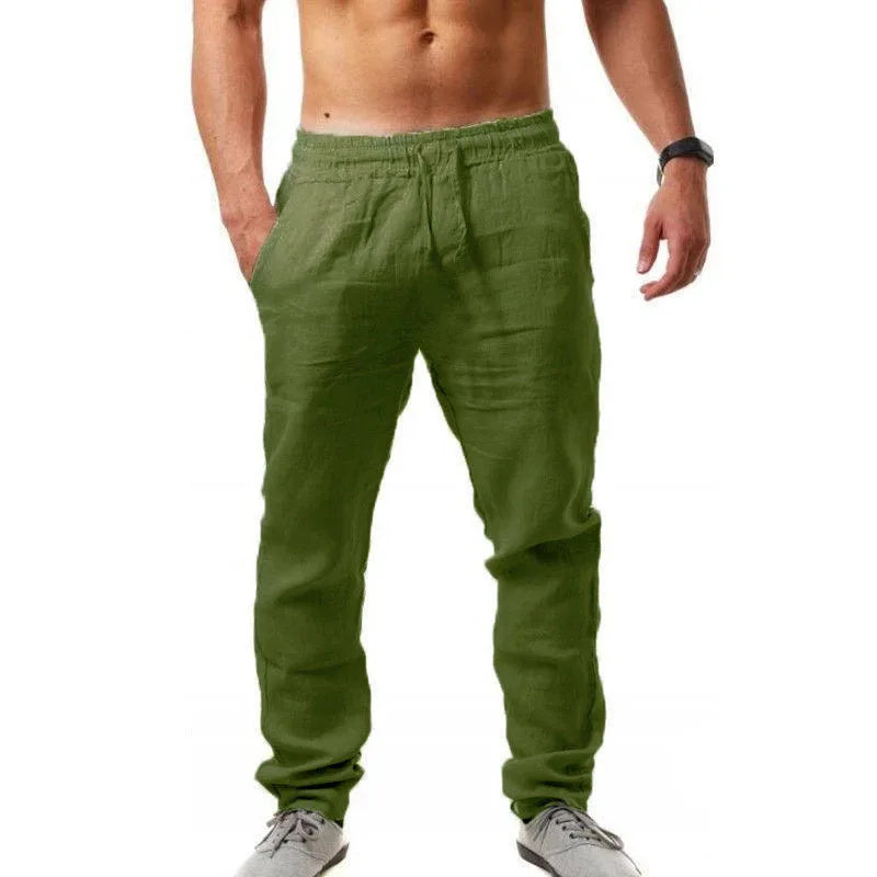 Pantalón Suelto de Algodón y Lino para Hombre | Cintura Elástica Casual