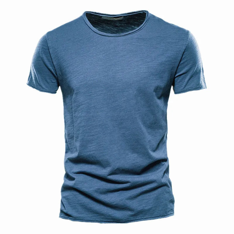 Camiseta de Algodón para Hombre — Cuello en V, Manga Corta, Transpirable, Tallas S a 5XL