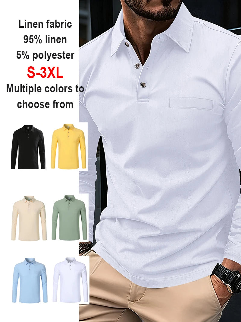 Camiseta polo de manga larga de lino