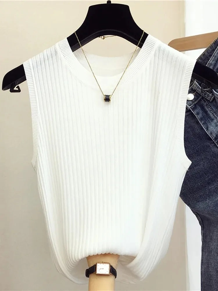 Tops de mujer sin mangas de punto