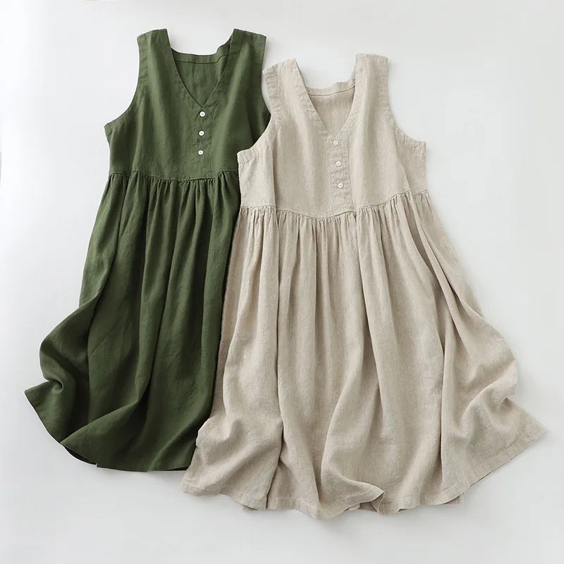 Vestido Midi Halter Sin Mangas – Elegancia Casual para Verano