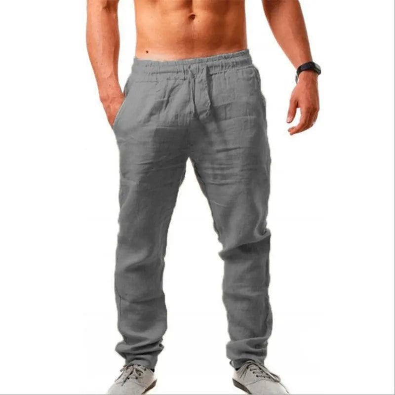 Pantalón Suelto de Algodón y Lino para Hombre | Cintura Elástica Casual