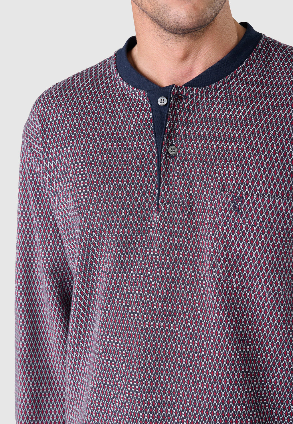 Pijama Hombre Invierno Premium Tapeta Algodón Punto - Rojo 55023_94