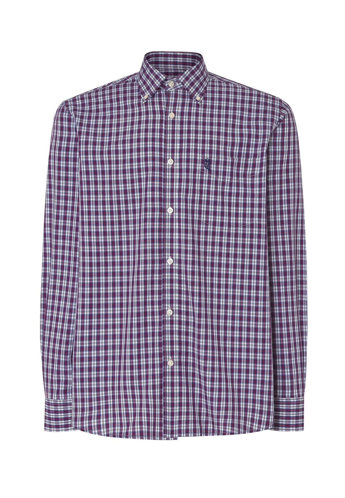 Camisa Hombre Manga Larga Popelín Cuadros con Bolsillo Easy Iron Extrasuave - Rojo 0308_94