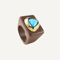 Anillo color marrón con piedra natural turquesa [TURQUESA]