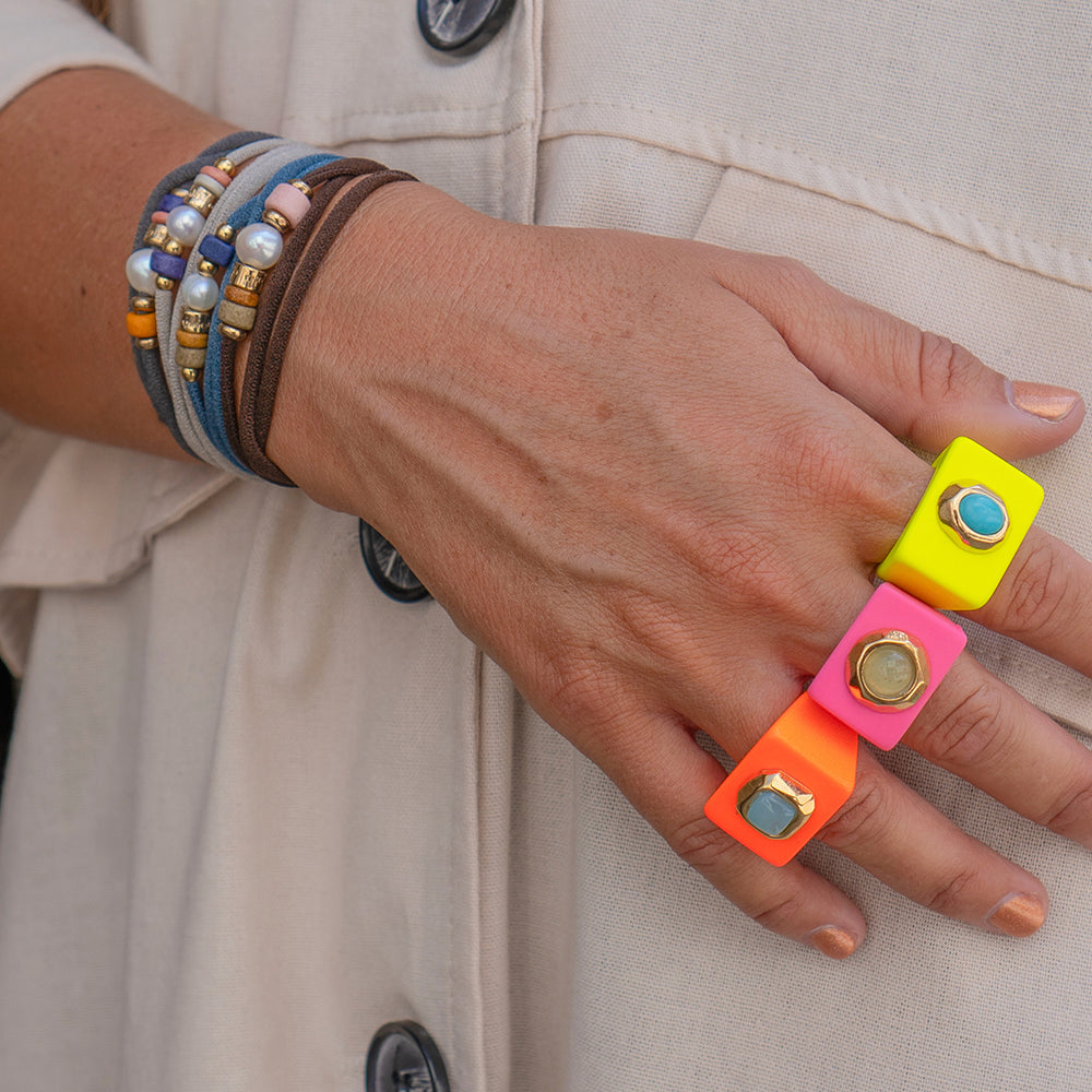 Anillo para mujer color naranja mármol