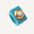 Anillos mujer azul con porcelana blanca SANTORINI