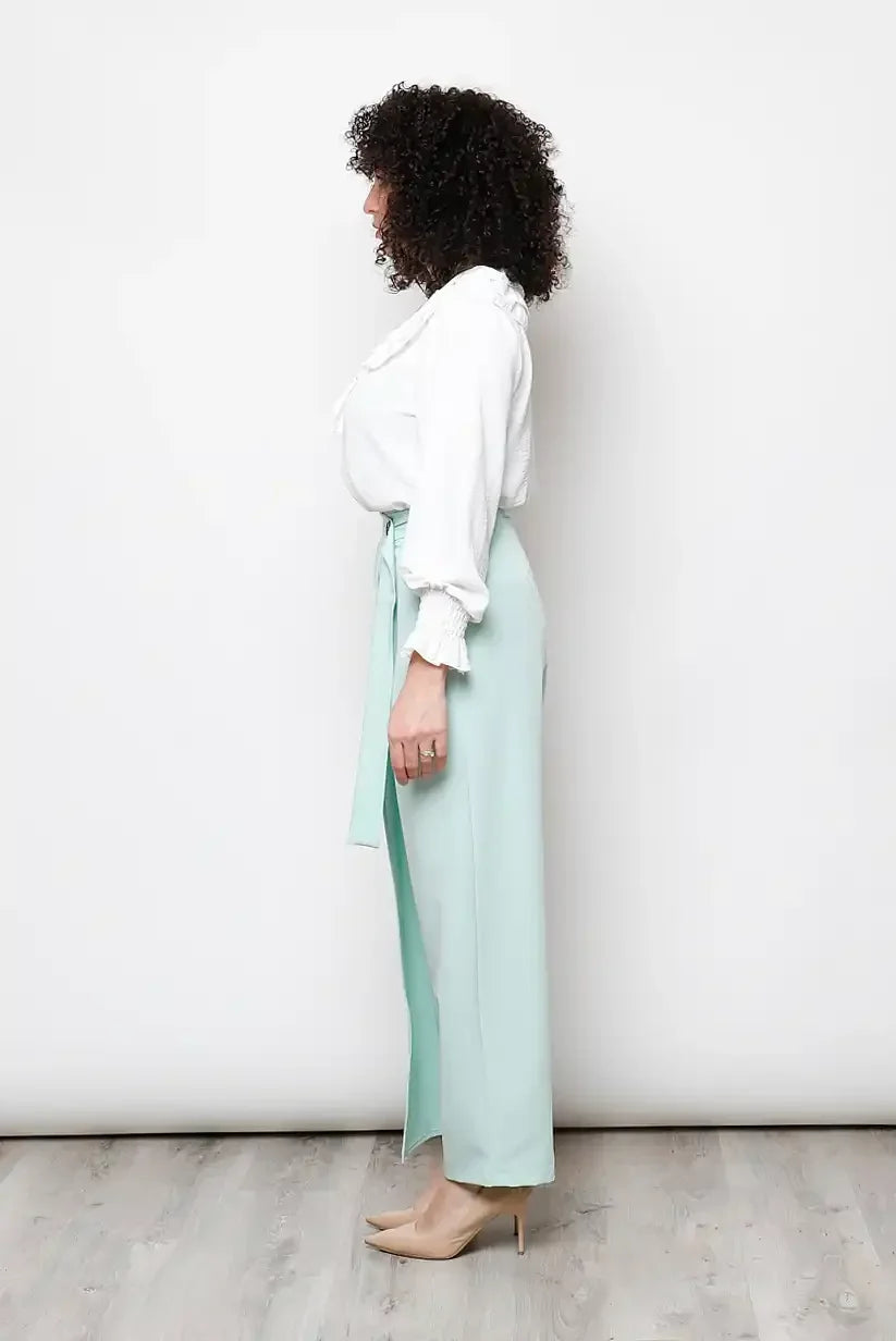 Blusa Blanca Mujer Vaporosa Cuello Pico Volante Primavera