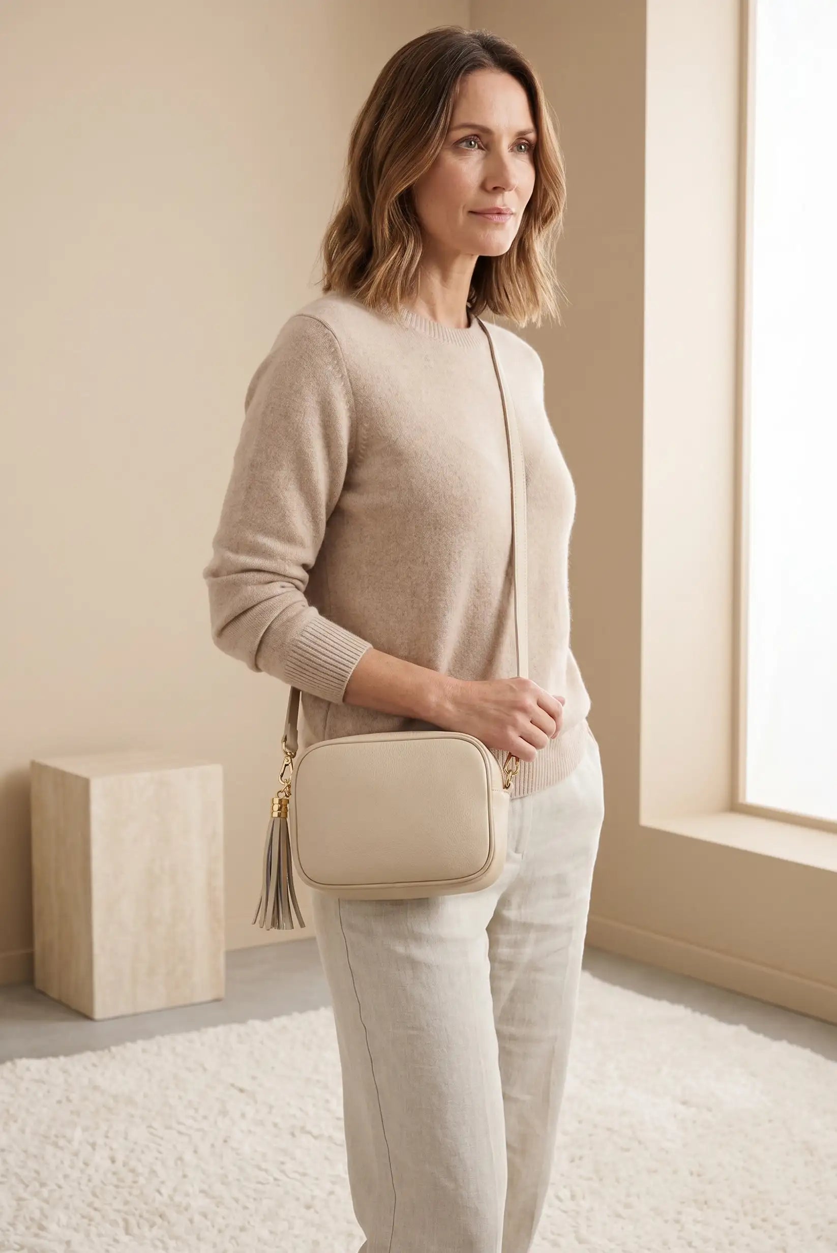 Bolso bandolera pequeño de piel borne