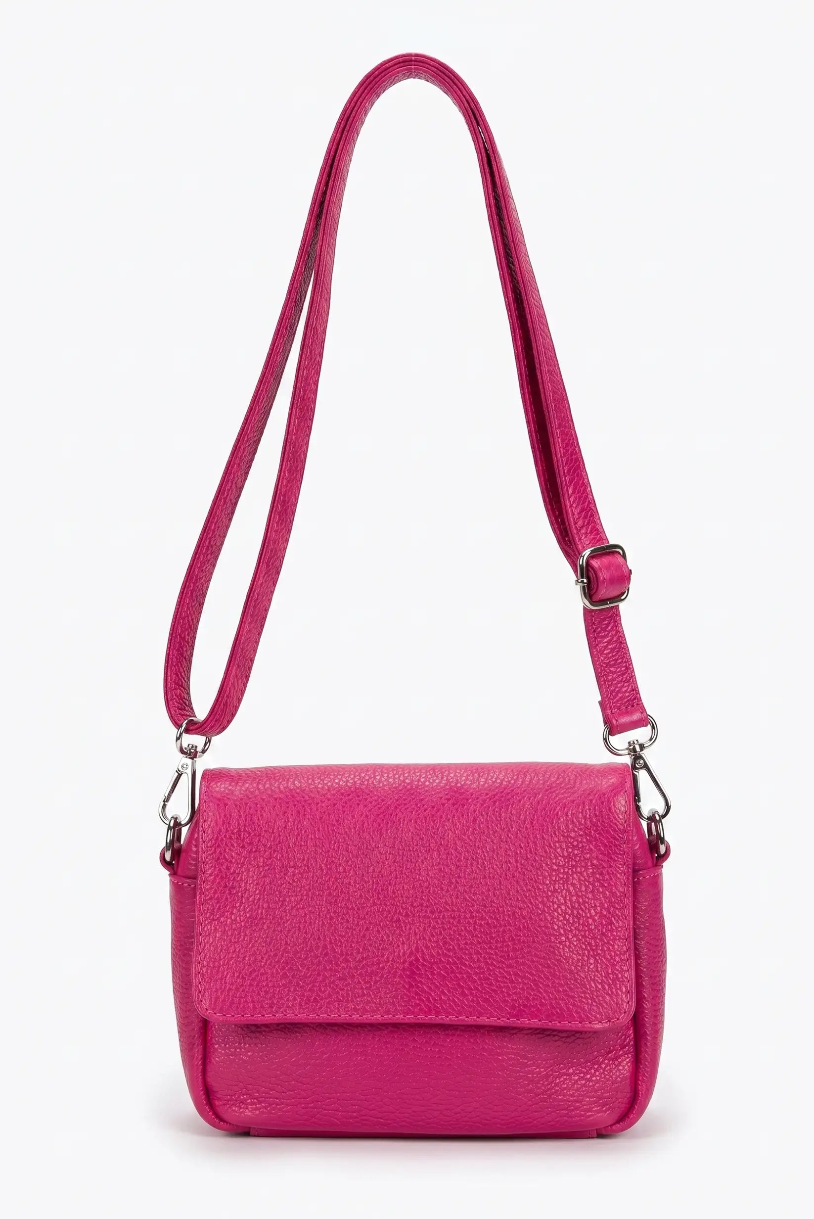 Bolso Bandolera Fucsia de Piel Mujer Pequeño