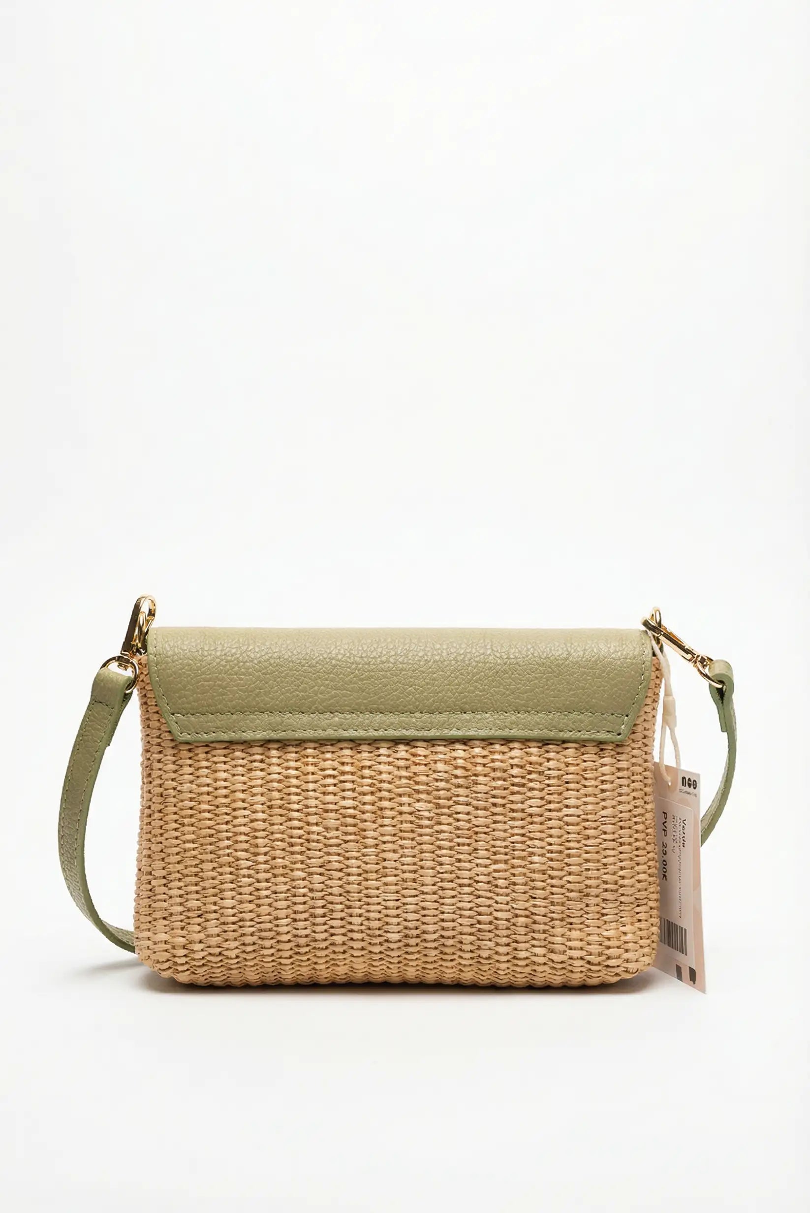 Bolso mujer pequeño bandolera rafia piel
