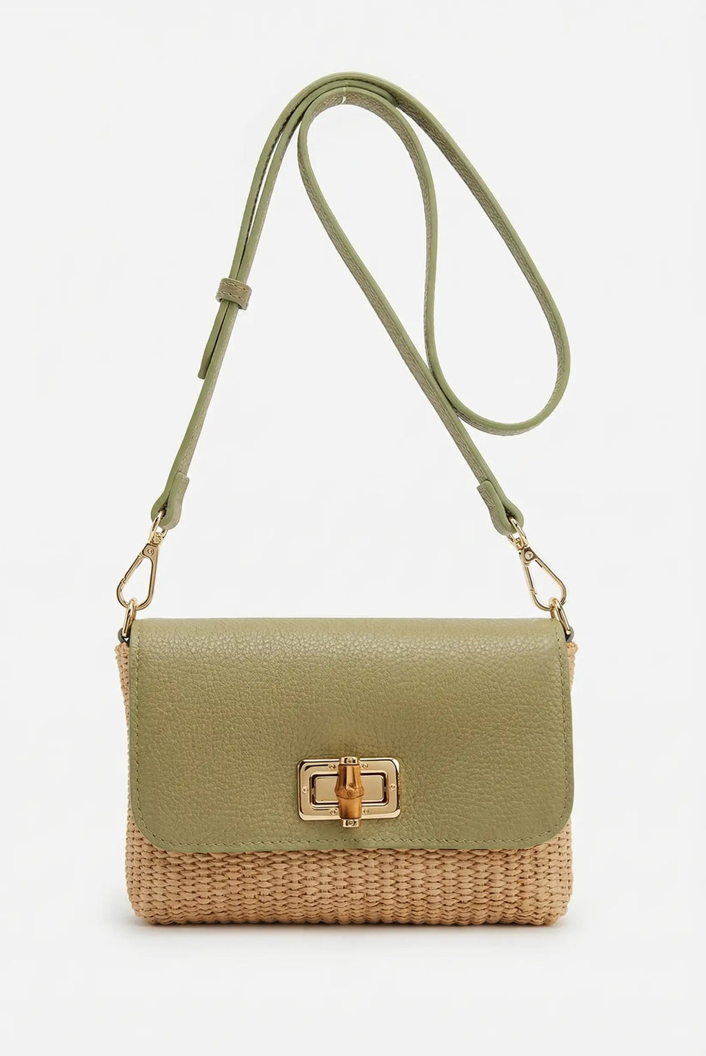 Bolso mujer pequeño bandolera rafia piel