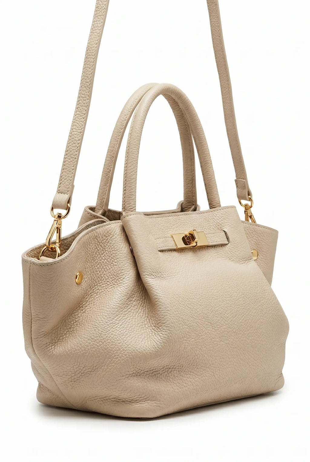 Bolso de mano y hombro Beige cierre tipo Hermes