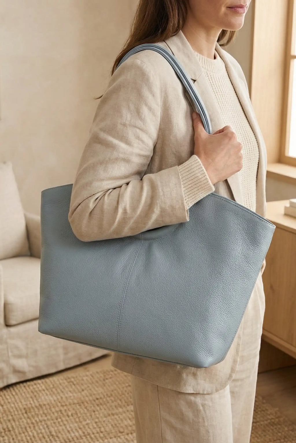 Bolso hombro de mujer grande de piel