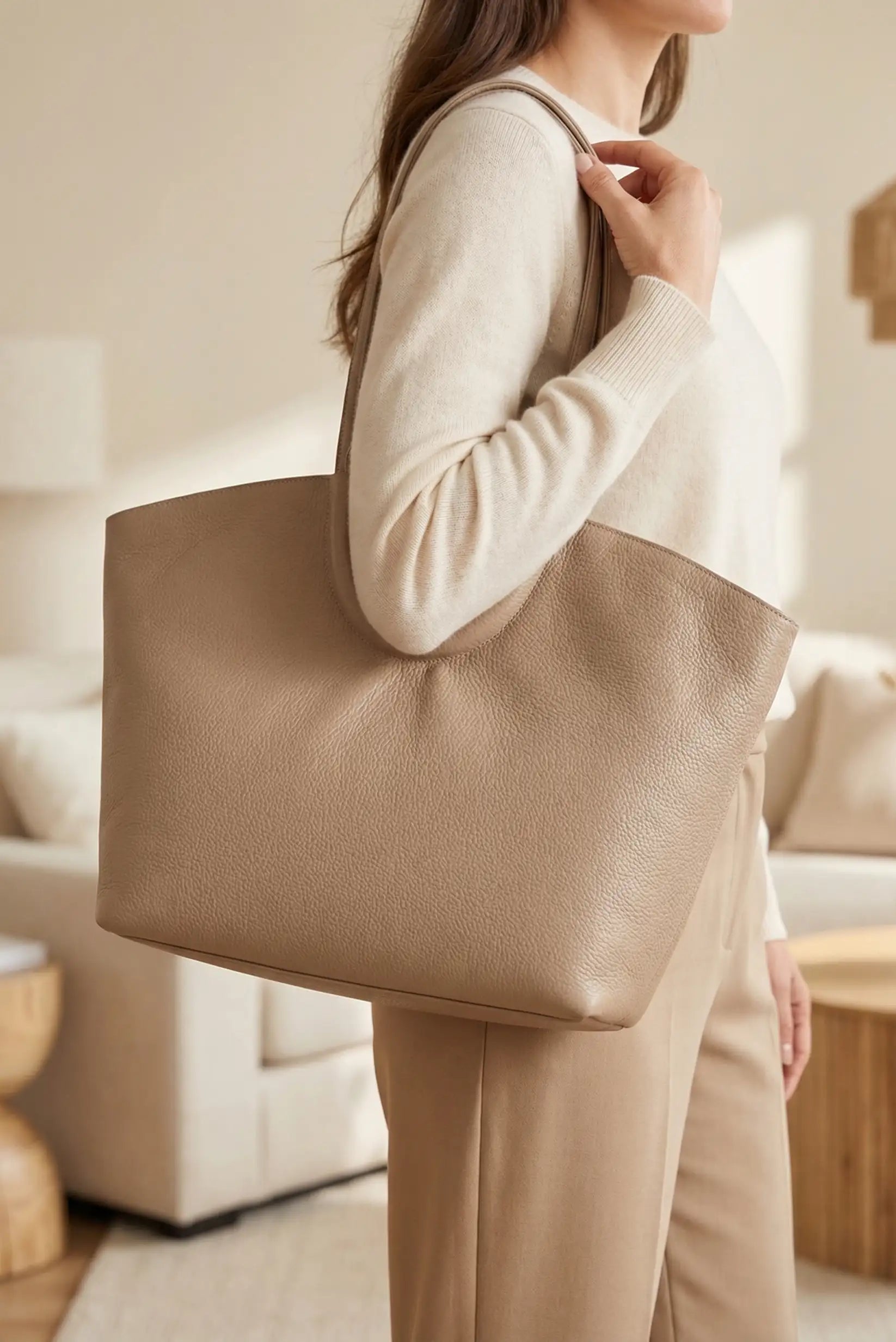 Bolso hombro de mujer grande de piel