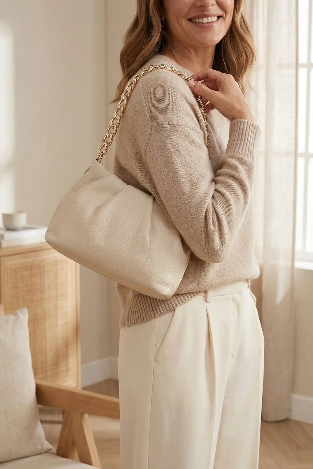 Bolso bandolera y de hombro con cadena dorada