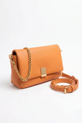 Bolso Polipiel Villanova Mano y Bandolera Naranja Mujer con Cadena Dorada