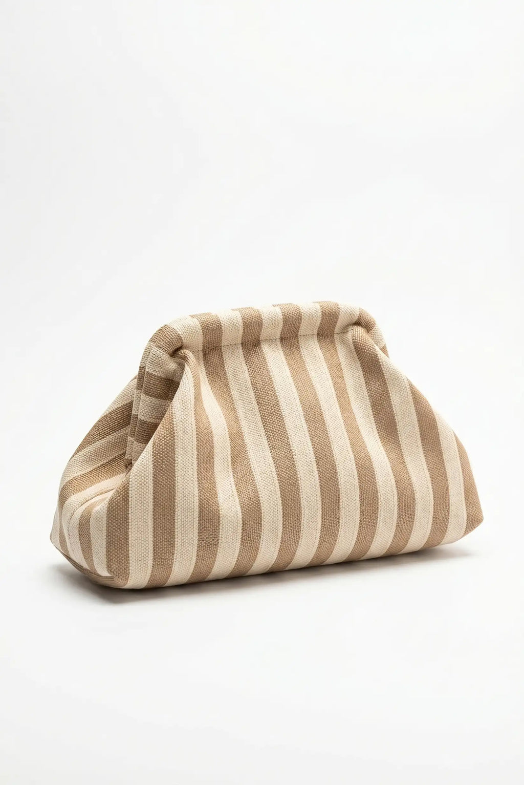 Bolso Clutch Mujer Rayas Beige y Blanco | Neceser Playa Estilo Parisino