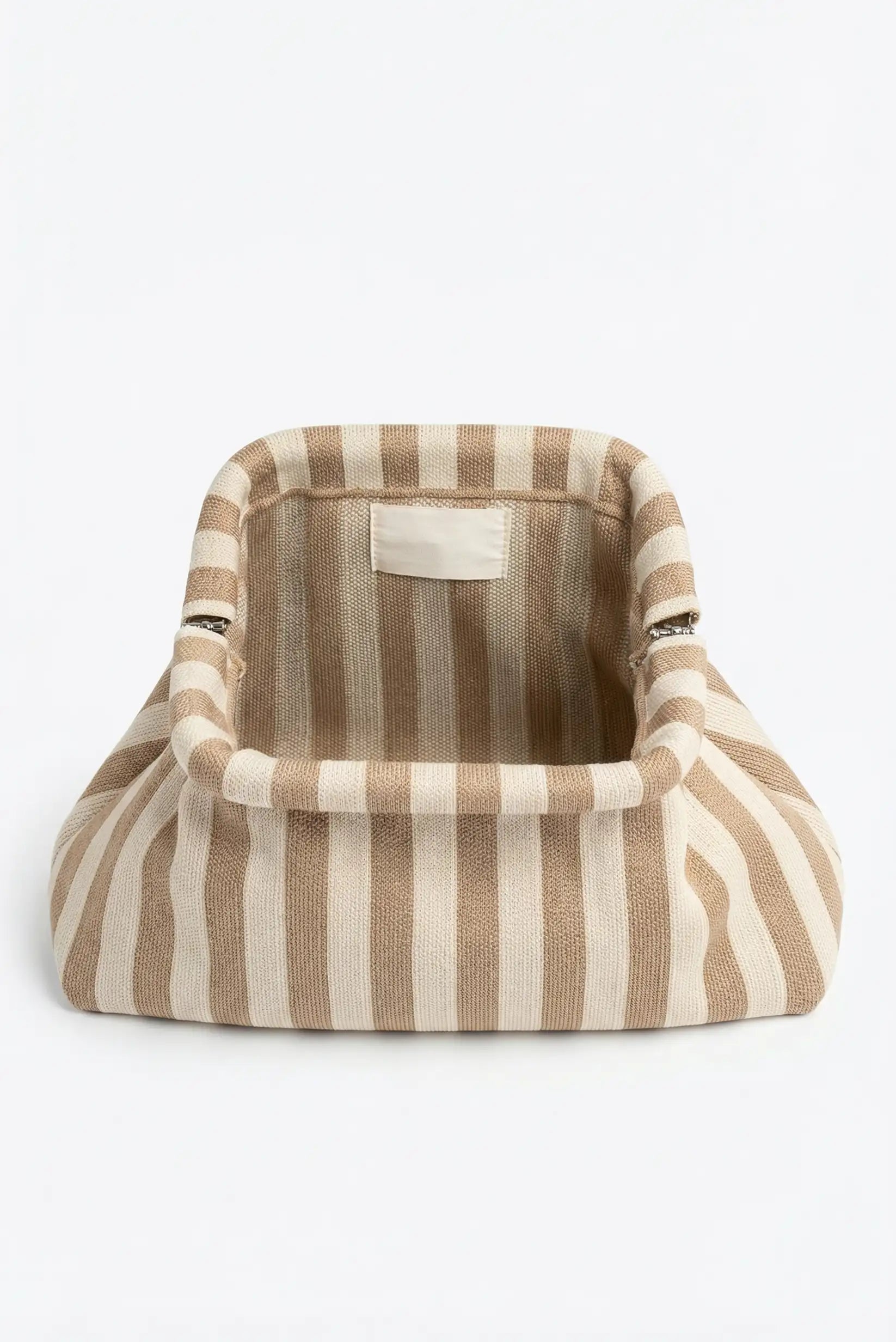 Bolso Clutch Mujer Rayas Beige y Blanco | Neceser Playa Estilo Parisino