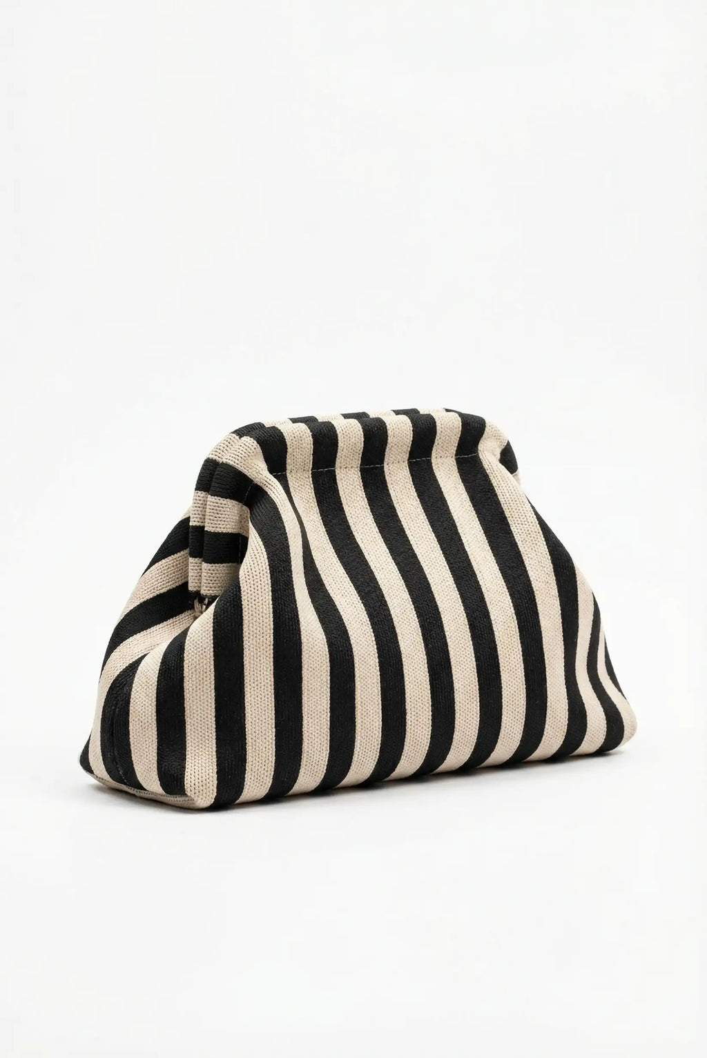 Bolso Clutch Mujer Rayas Negro y Beige | Neceser Playa Estilo Parisino