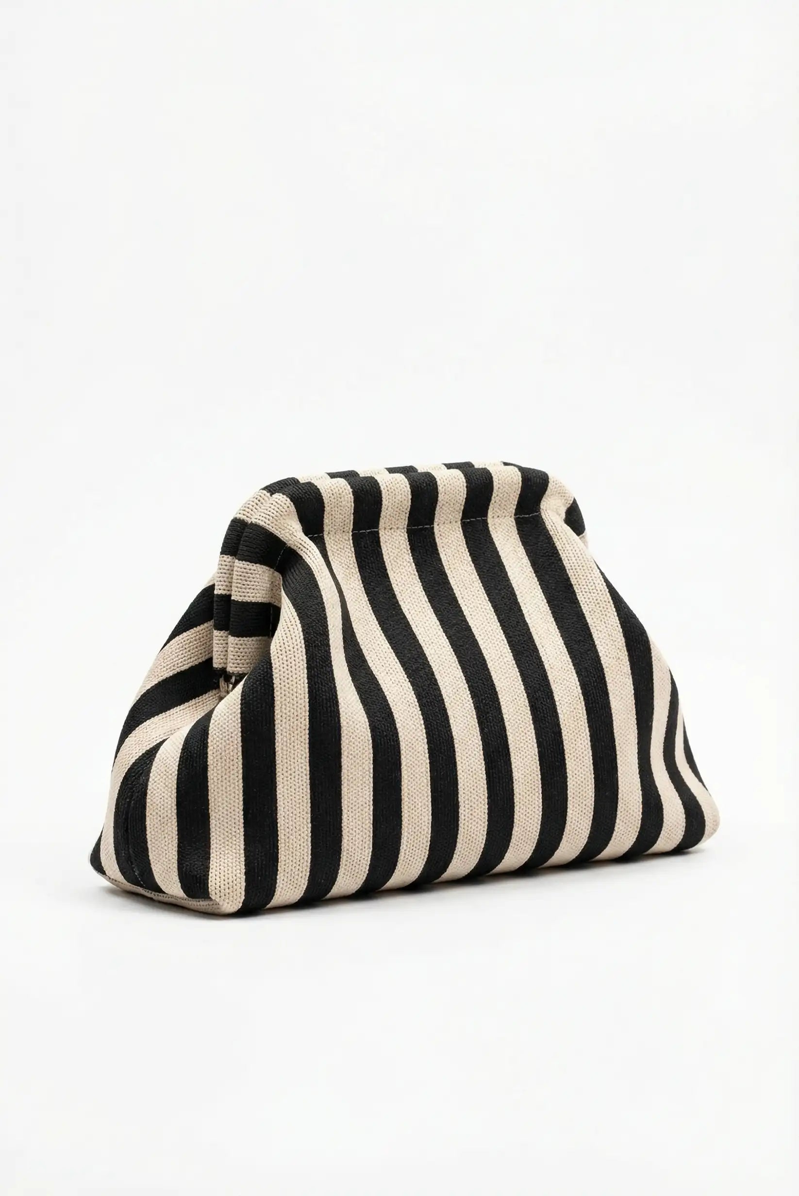 Bolso Clutch Mujer Rayas Negro y Beige | Neceser Playa Estilo Parisino