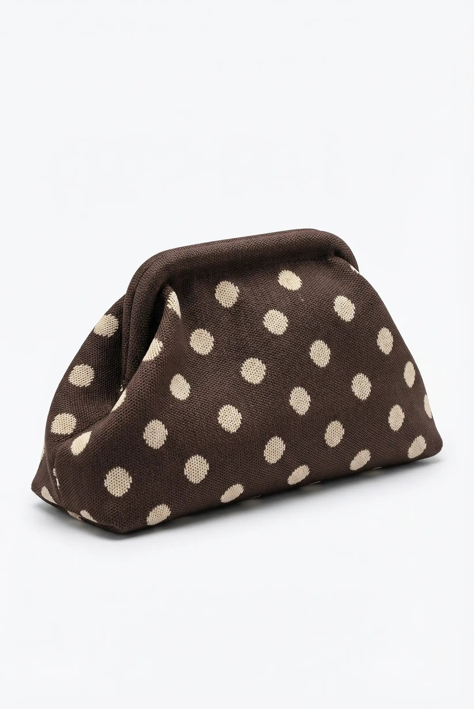 Bolso Clutch Mujer Topos Marrón Chocolate | Neceser Playa Estilo Parisino