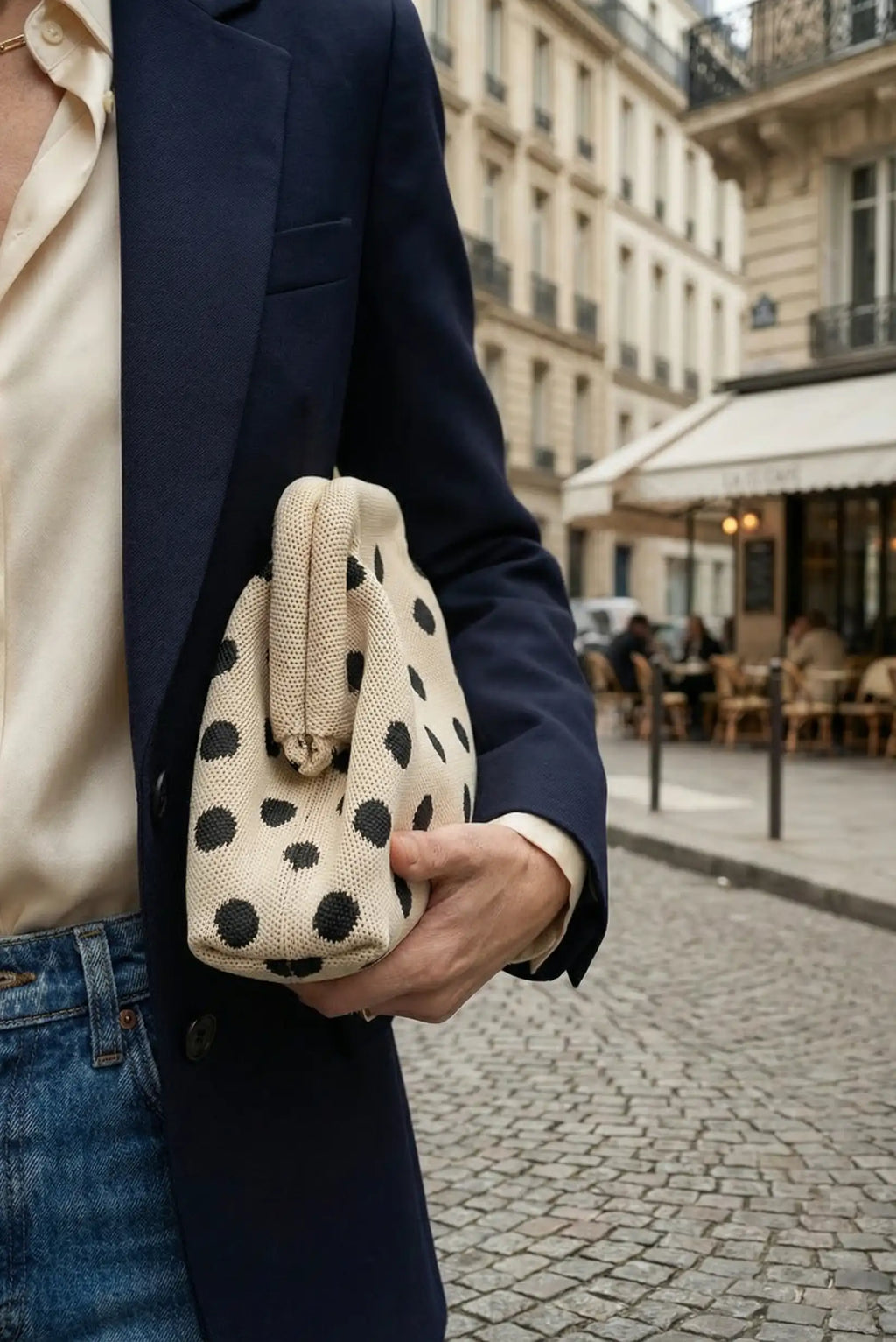Bolso Clutch Mujer Topos Estilo Parisino | Neceser Playa Elegante