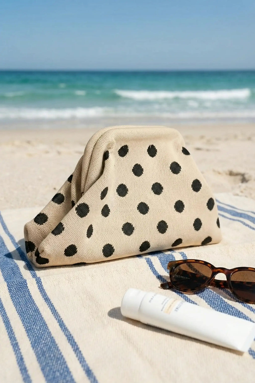 Bolso Clutch Mujer Topos Estilo Parisino | Neceser Playa Elegante