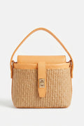 Bolso mediano bandolera rafia y piel