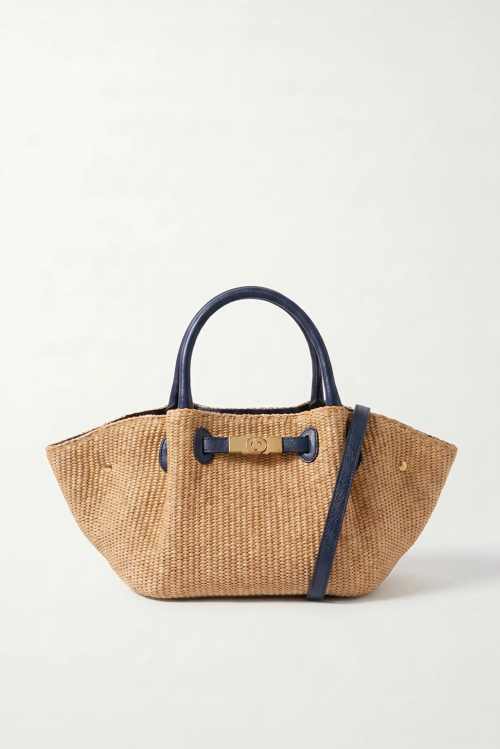 Bolso de mano y hombro grande rafia con piel