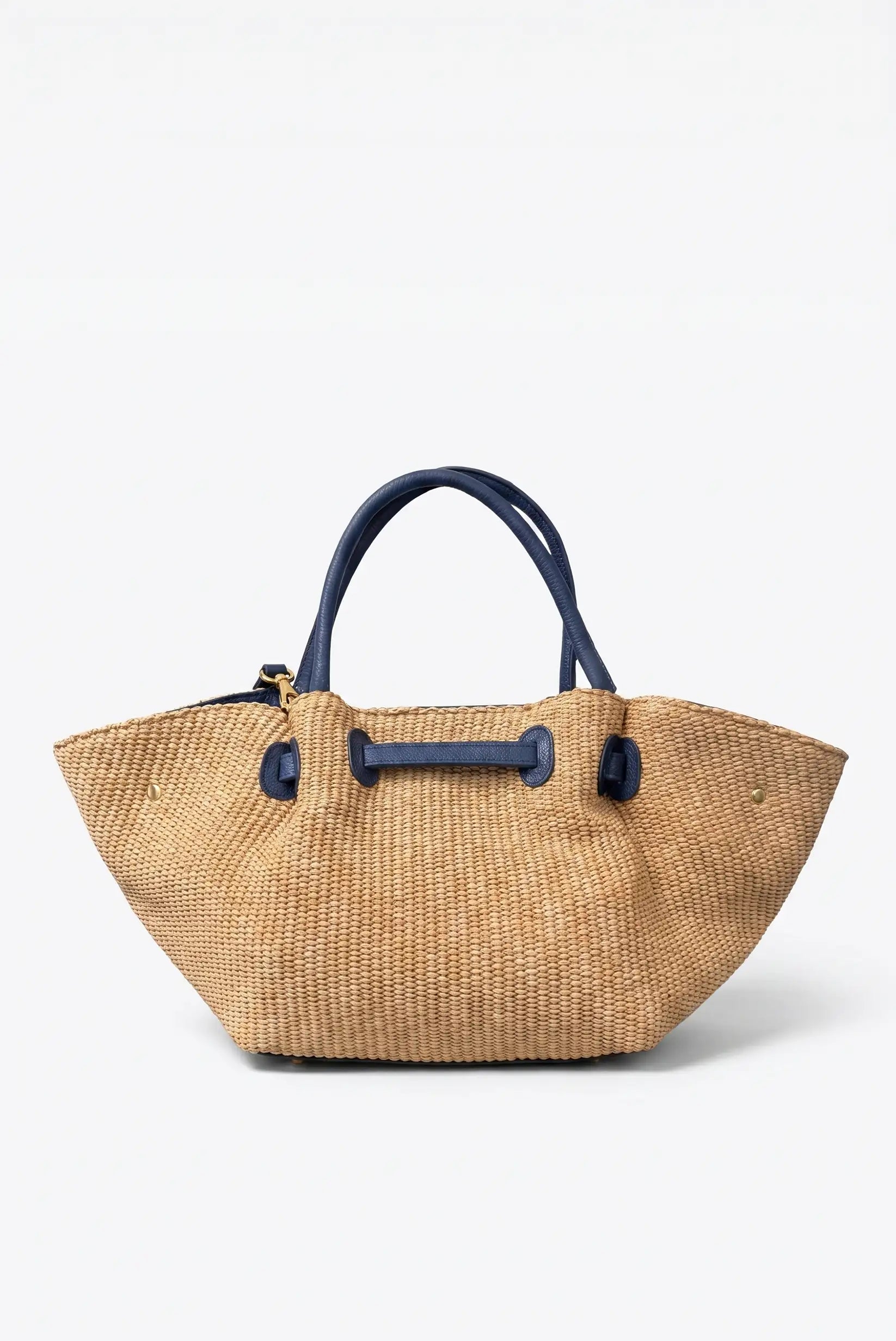 Bolso de mano y hombro grande rafia con piel