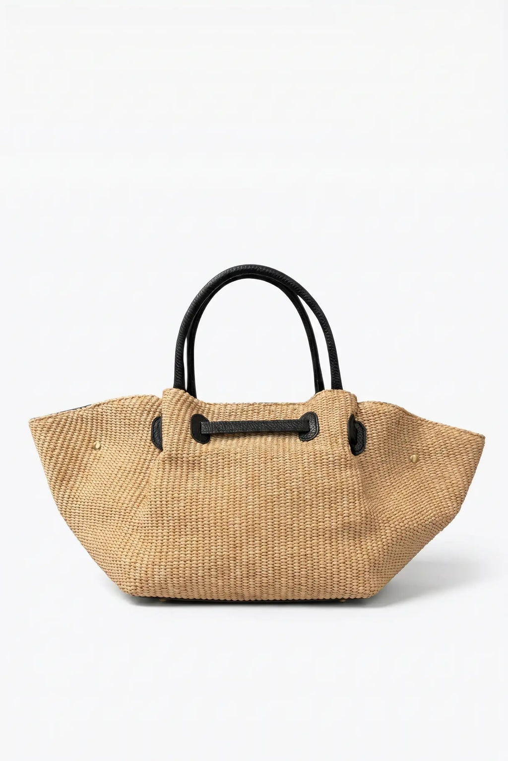 Bolso de mano y hombro grande rafia con piel