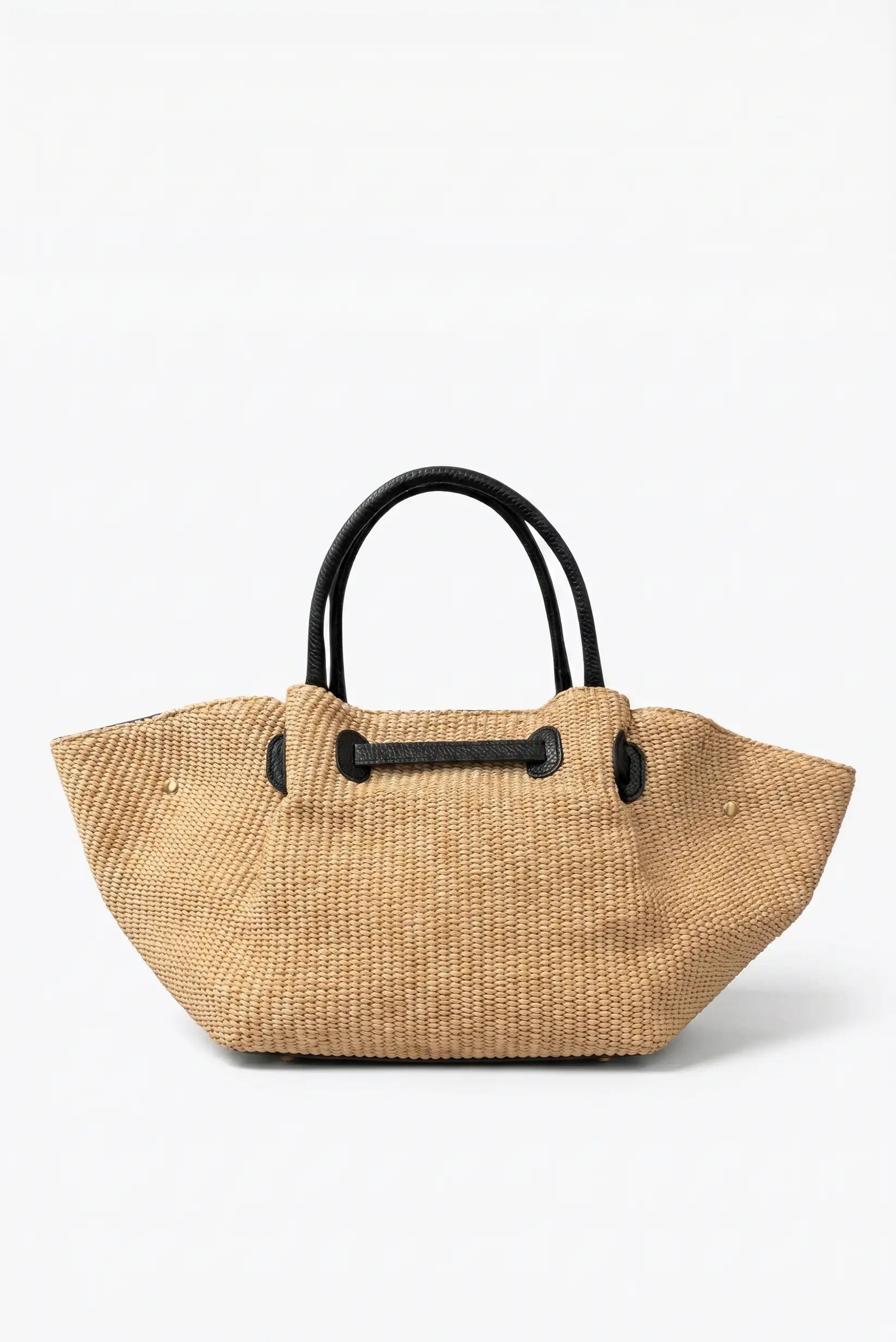 Bolso de mano y hombro grande rafia con piel