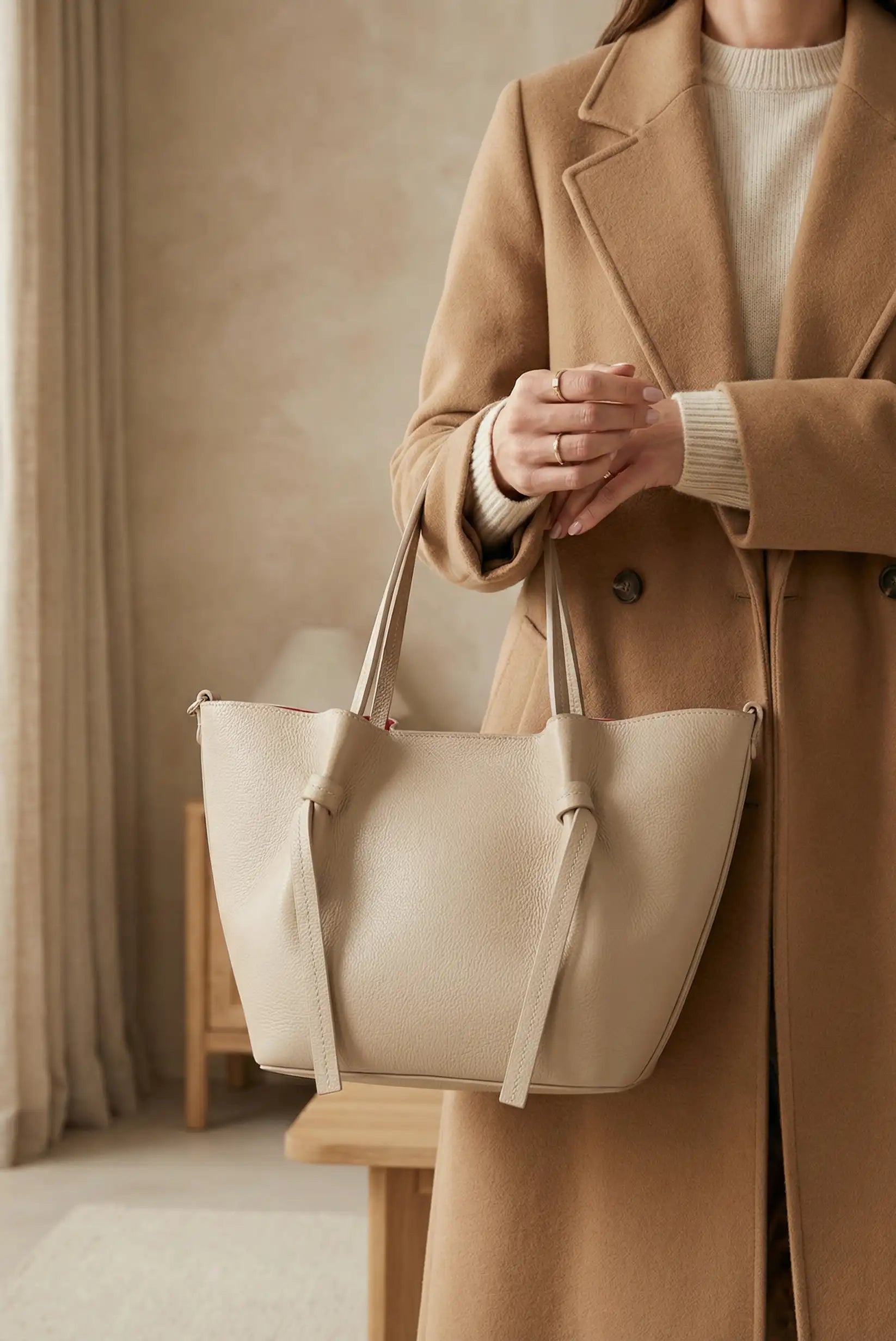 Bolso mujer grande de mano y hombro piel