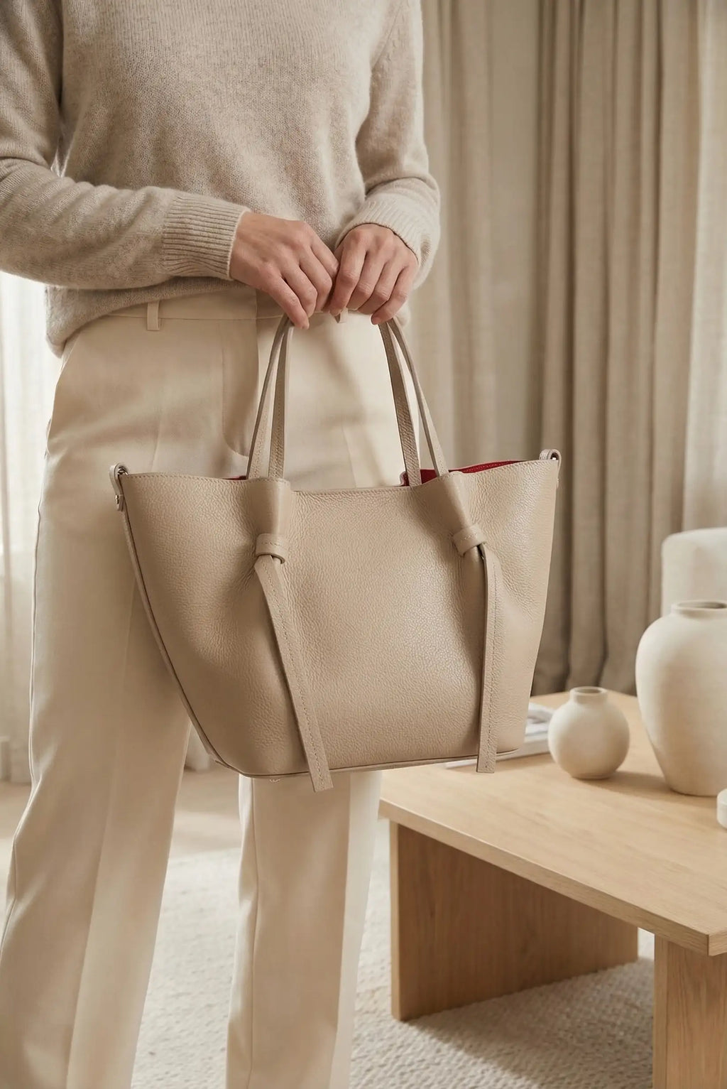 Bolso mujer grande de mano y hombro piel