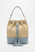 Bolso grande mujer bandolera rafia y piel