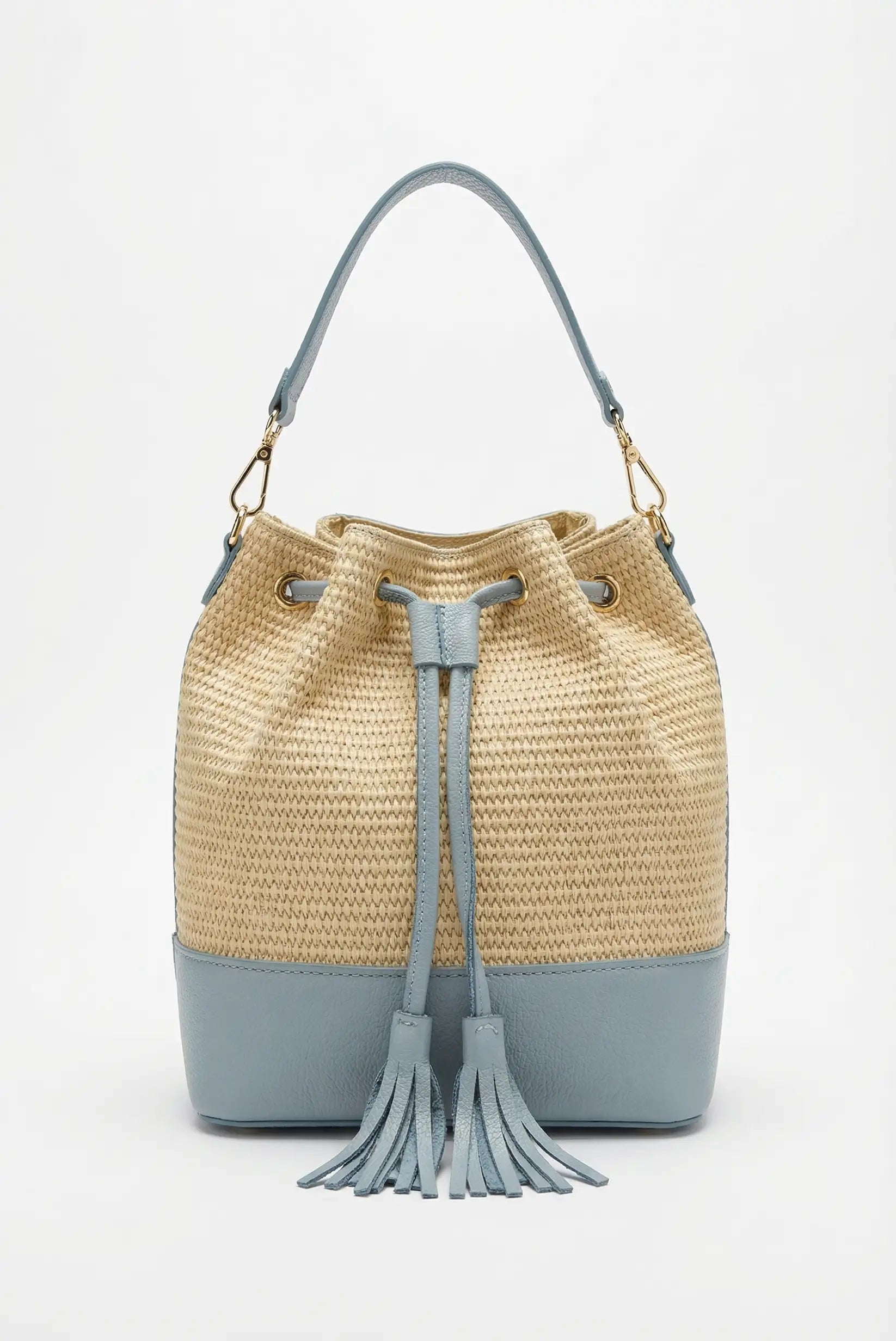 Bolso grande mujer bandolera rafia y piel