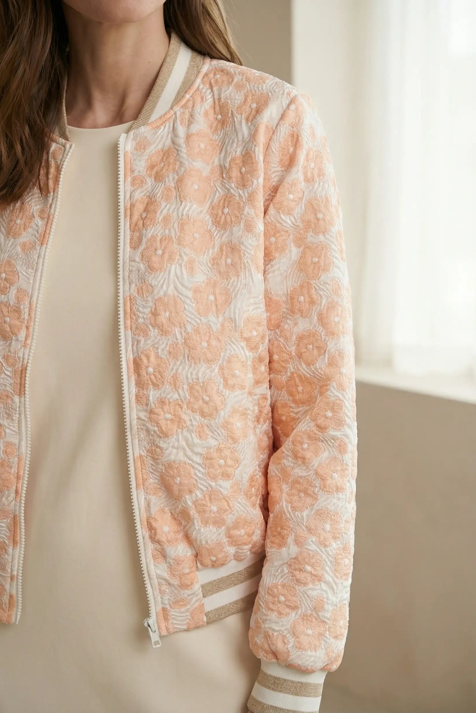 Bomber mujer floral Blooom Mandarina Primavera
