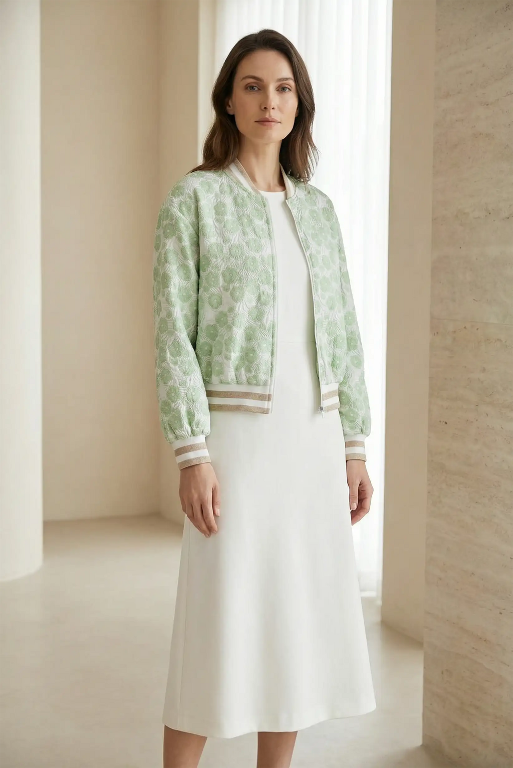 Bomber mujer floral Blooom Verde clara Primavera