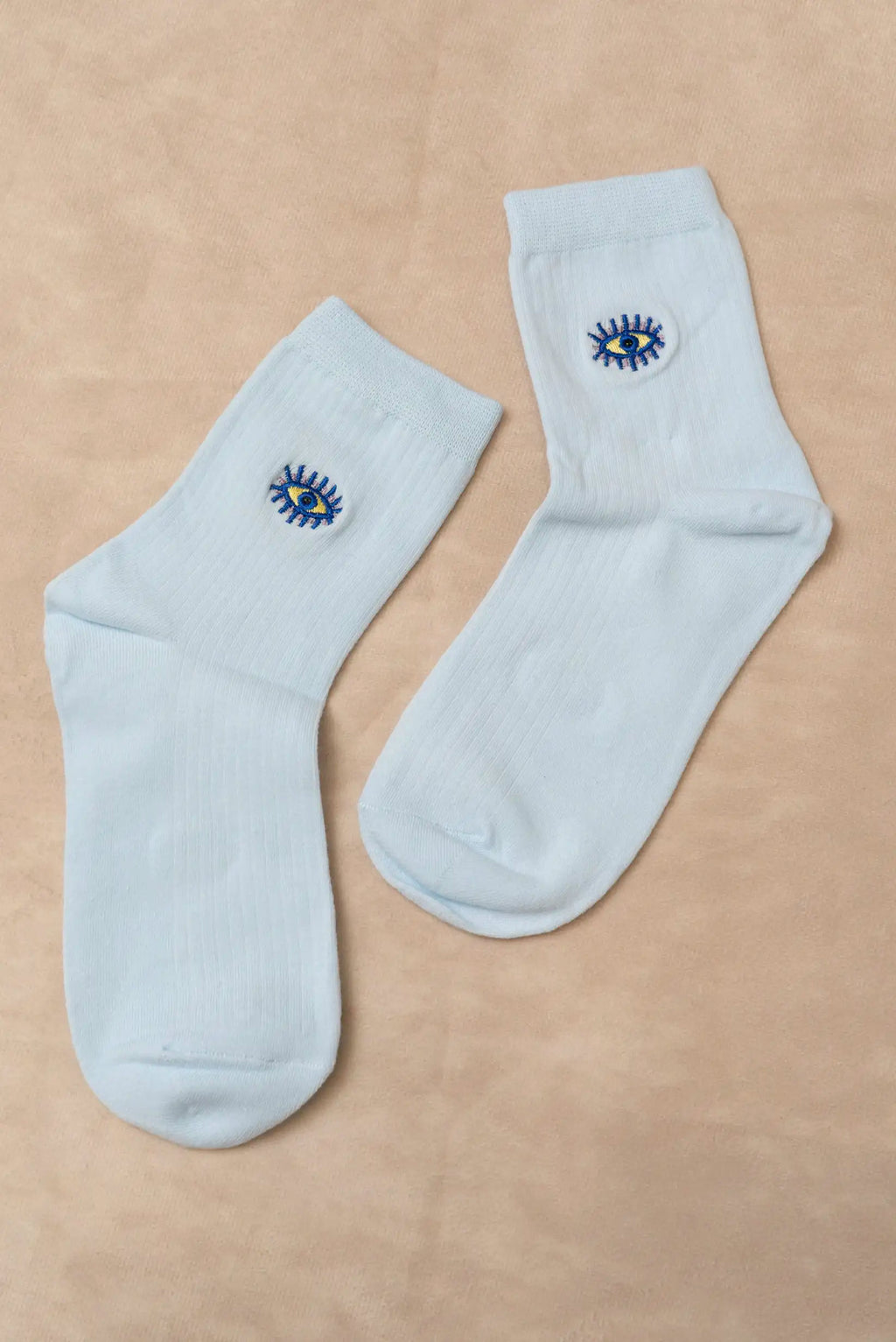Calcetines Mujer Algodón Blancos con Ojo Azul | Calcetines Originales