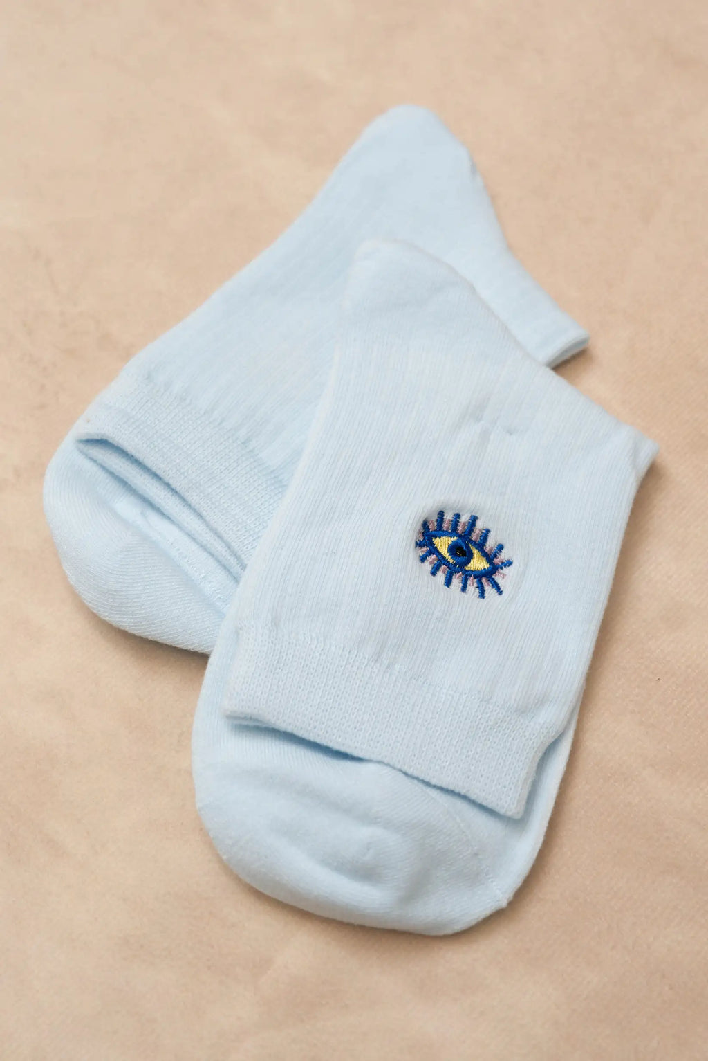 Calcetines Mujer Algodón Blancos con Ojo Azul | Calcetines Originales