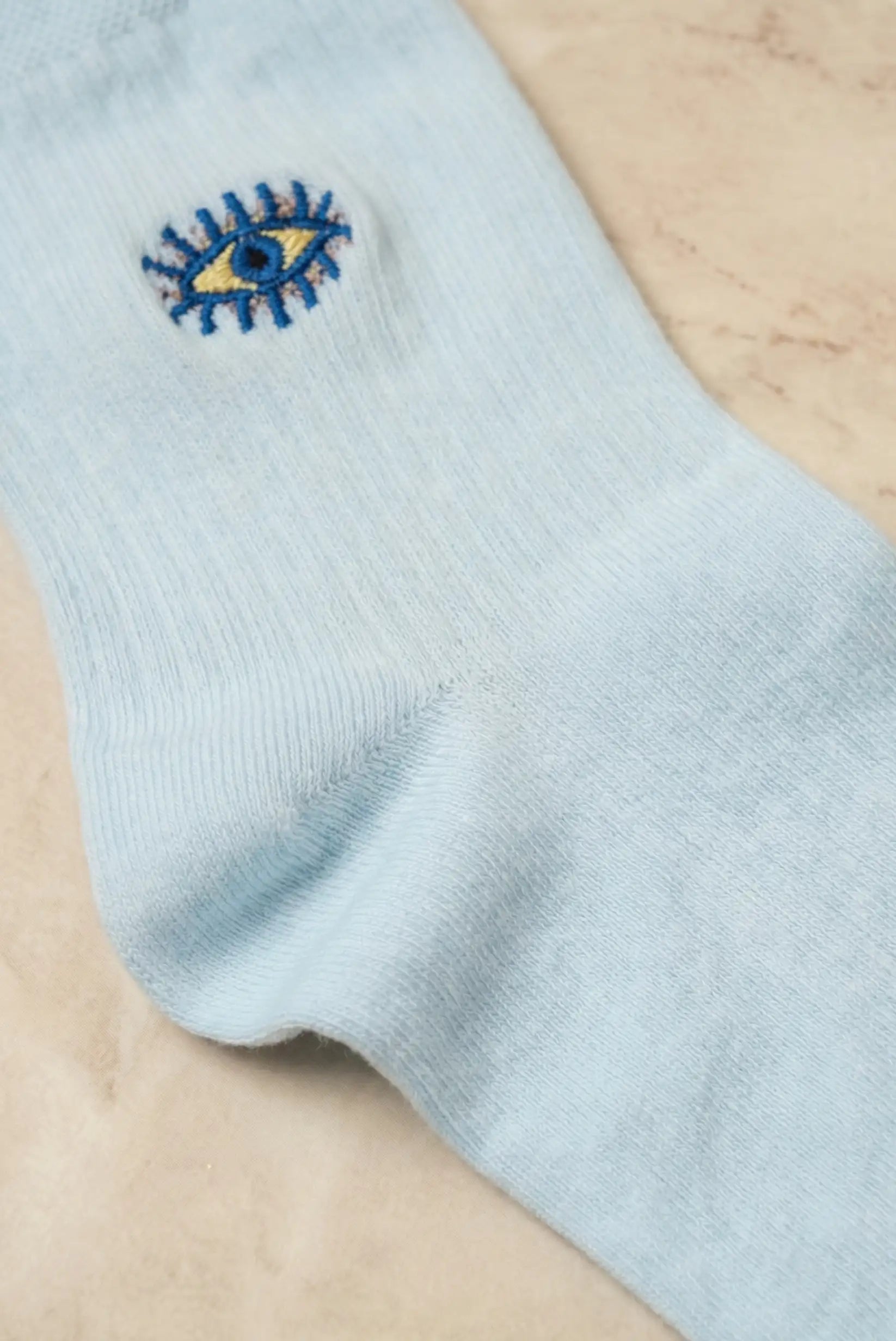 Calcetines Mujer Algodón Blancos con Ojo Azul | Calcetines Originales