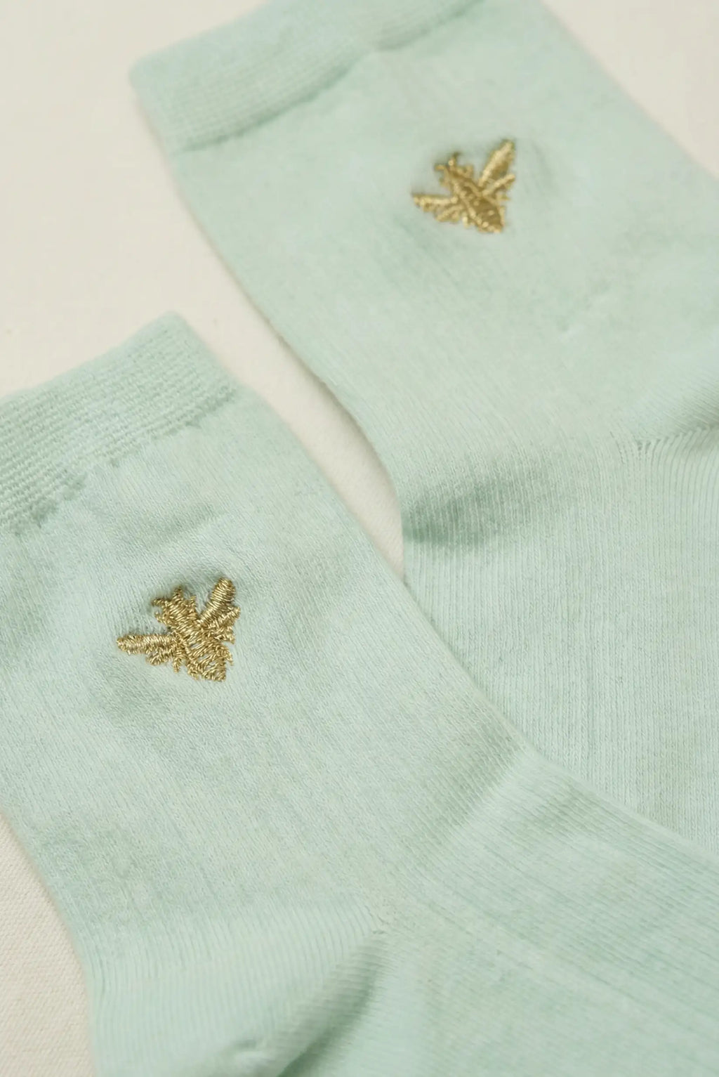 Calcetines Mujer Algodón Verdes con Abeja Bordada | Calcetines Originales