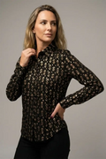 Camisa mujer negra con detalles dorados